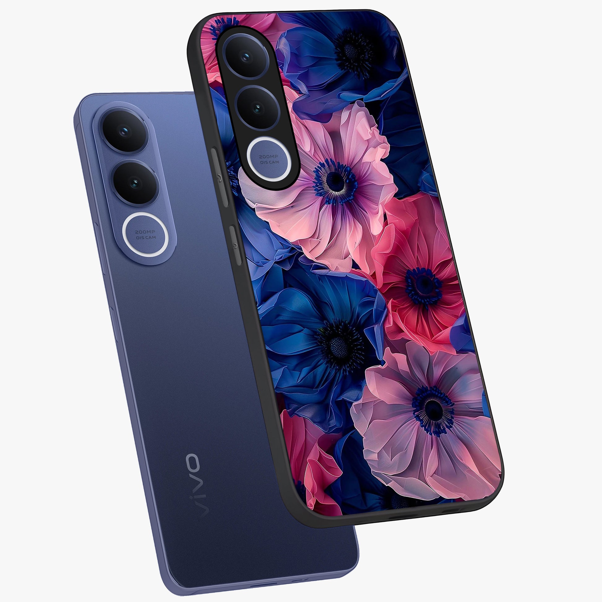 Flower Paper Art Pattern Glass Case displayed in angled mockup highlighting layered paper flower design with artistic aesthetic.