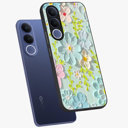 Frosted Petal Garden Glass Case displayed in angled mockup highlighting delicate flower petal design with calm garden aesthetic.