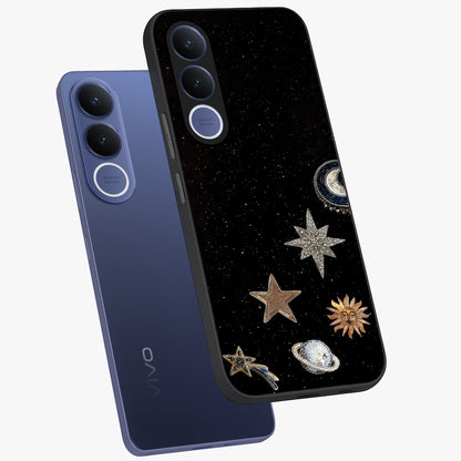 Galactic Charm Glow Glass Case displayed in angled mockup highlighting luminous galaxy inspired design with dreamy aesthetic.
