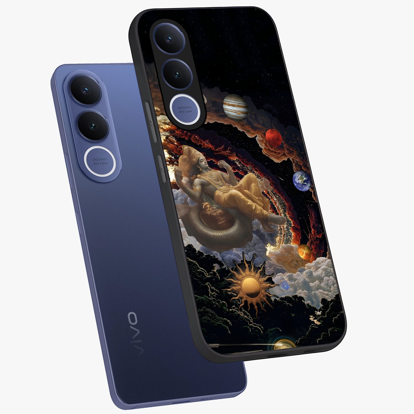 Galactic Divine God Glass Case displayed in angled mockup highlighting powerful celestial deity illustration with galactic aesthetic.