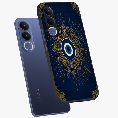 Golden Celestial Charm Glass Case displayed in angled mockup highlighting sparkling cosmic charm design with celestial aesthetic.