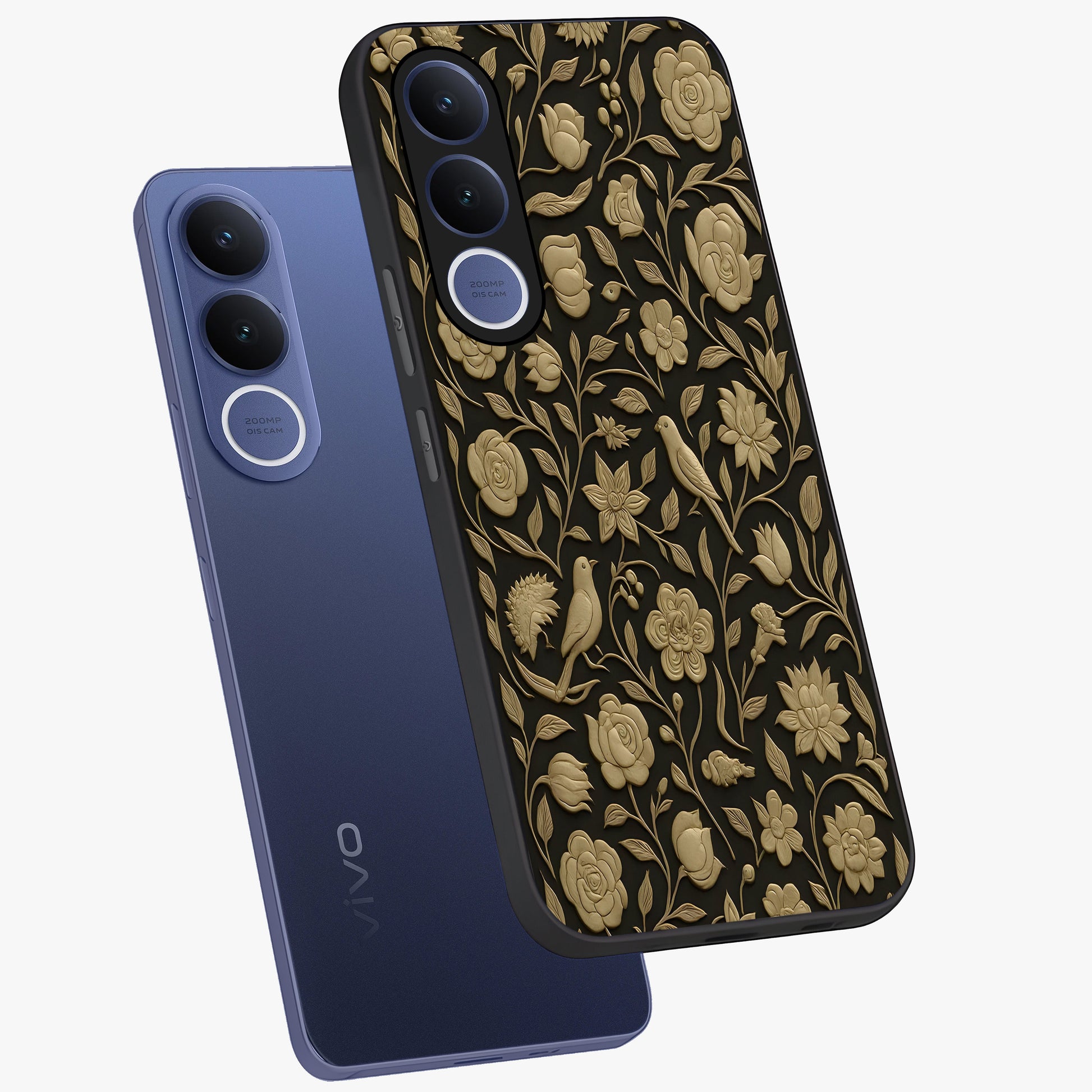 Golden Evil Eye Mandala Glass Case displayed in angled mockup highlighting protective evil eye symbol with golden mandala design.