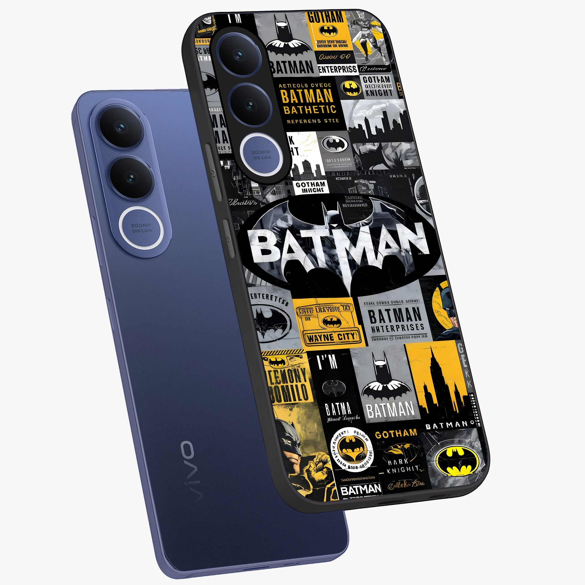 Knight Gotham Rise Glass Case displayed in angled mockup highlighting powerful knight silhouette design with dramatic aesthetic.