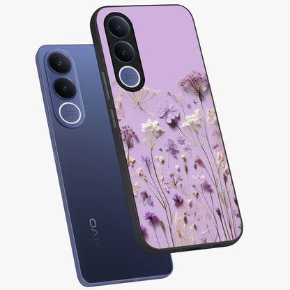 Lavender Blossom Dream Glass Case displayed in angled mockup highlighting dreamy lavender flower design with calming aesthetic style.