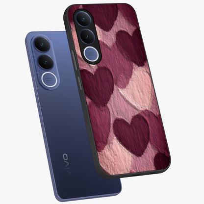 Layered Paper Hearts Glass Case displayed in angled mockup highlighting creative paper craft heart design with romantic aesthetic.