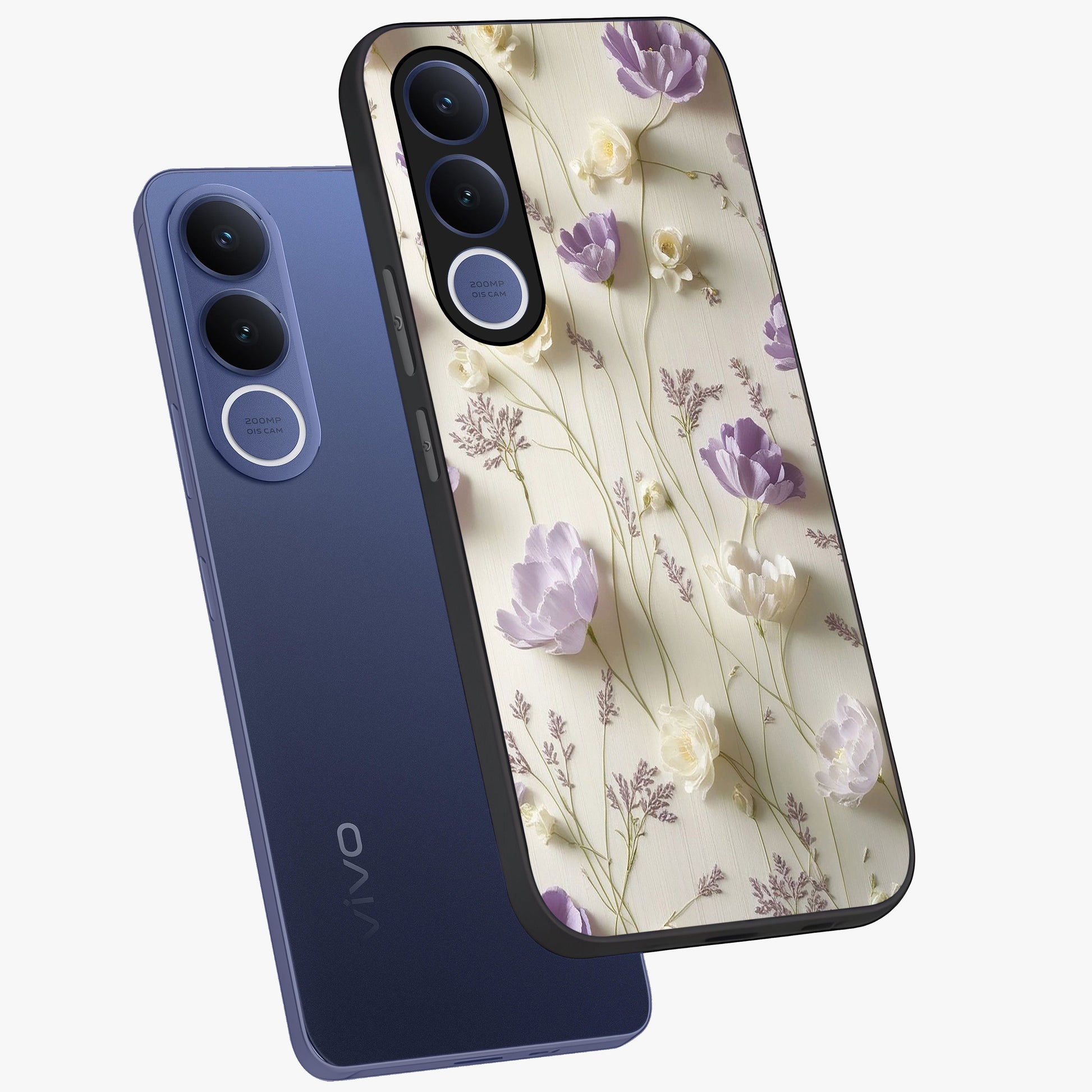Lilac Breeze Harmony Glass Case displayed in angled mockup highlighting calm lilac breeze design with soothing aesthetic style.