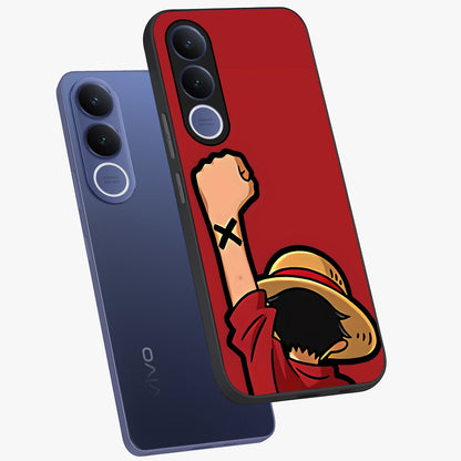 Luffy X Spirit Glass Case displayed in angled mockup highlighting powerful anime design with energetic action aesthetic.