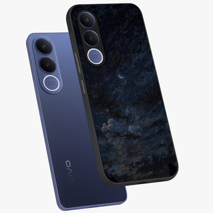 Lunar Veil Silence Glass Case displayed in angled mockup highlighting soft lunar design with peaceful celestial aesthetic.