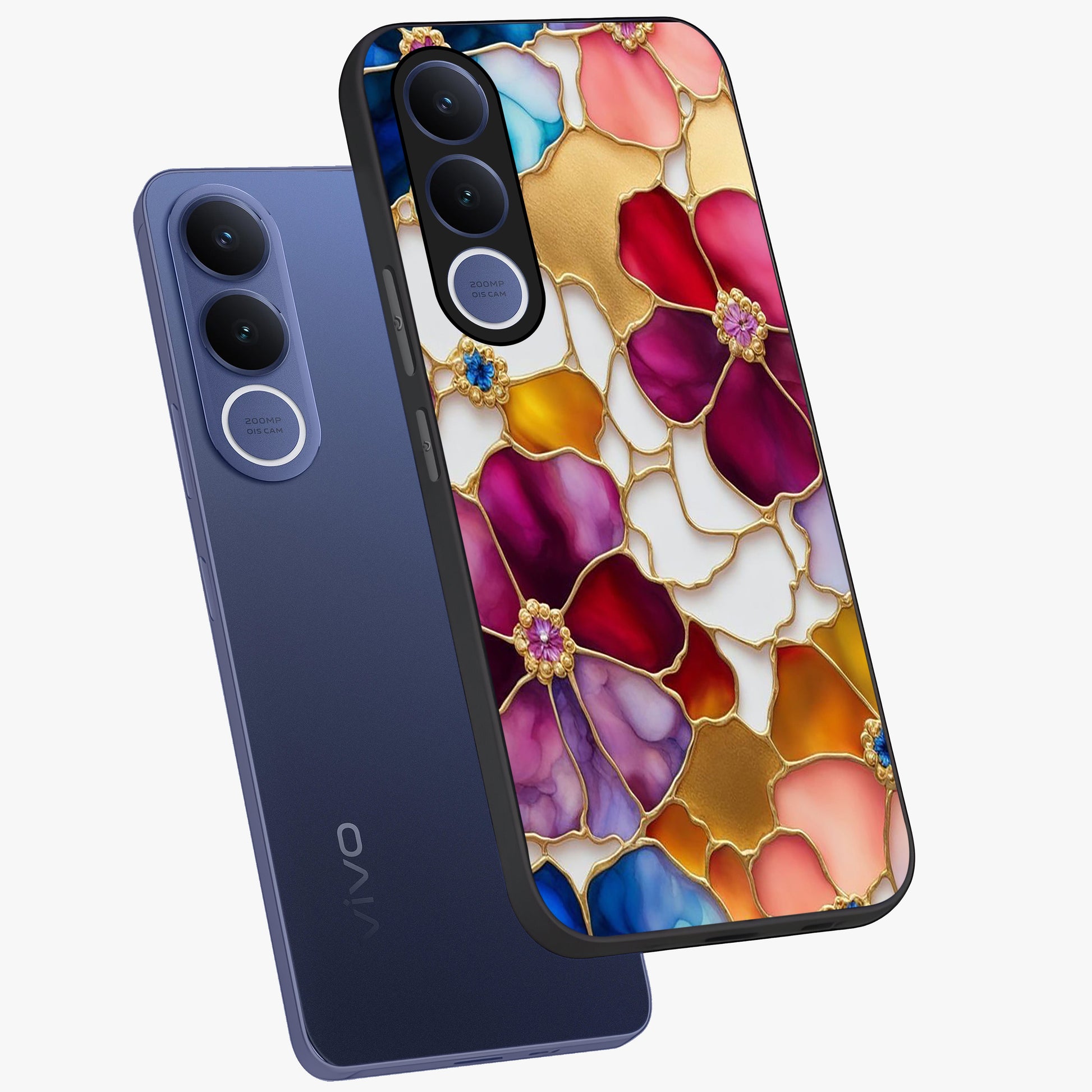 Marble Flower Pattern Glass Case displayed in angled mockup highlighting elegant marble floral design with modern aesthetic.
