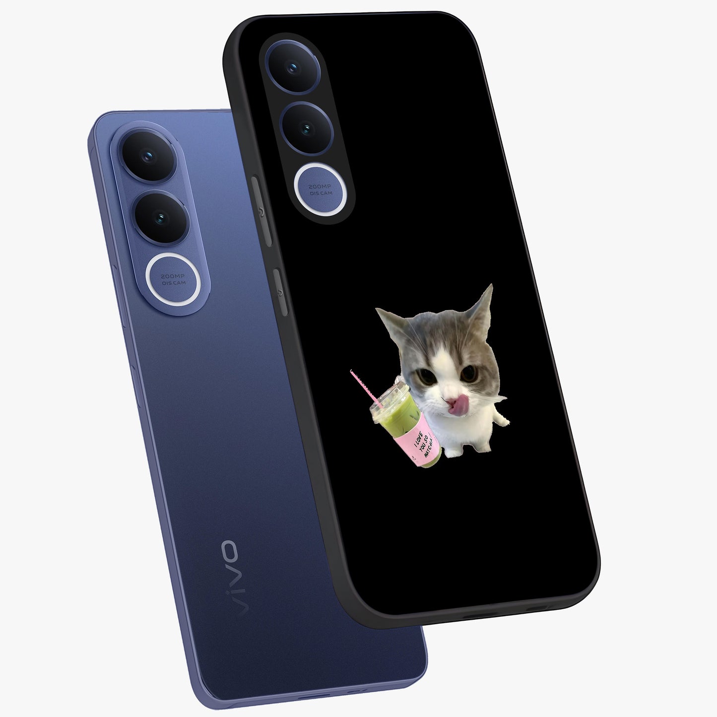 Matcha Cat Style Glass Case displayed in angled mockup highlighting playful feline design with pastel matcha aesthetic.