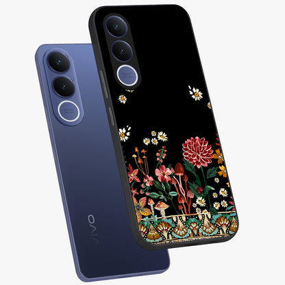 Midnight Bloom Pattern Glass Case displayed in angled mockup highlighting elegant flower design with midnight aesthetic style.