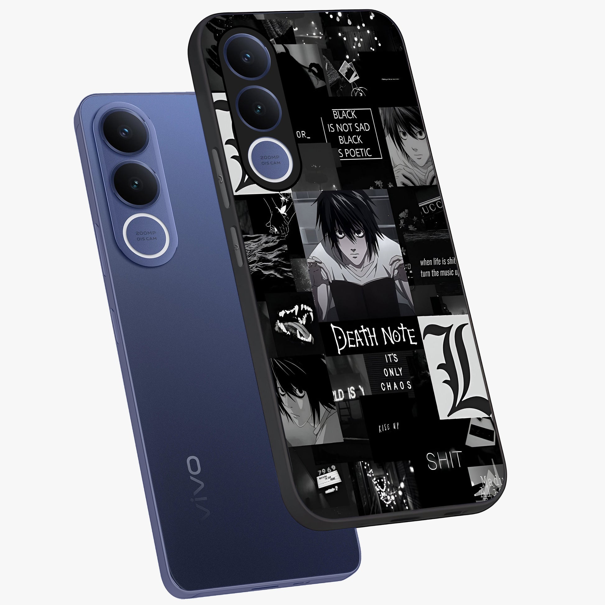 Midnight Chaos Mind Glass Case displayed in angled mockup highlighting chaotic artistic design with dramatic midnight aesthetic.