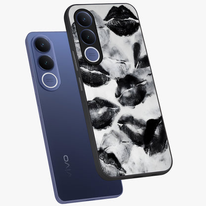 Midnight Kiss Marks Glass Case displayed in angled mockup highlighting playful romantic design with bold midnight aesthetic.