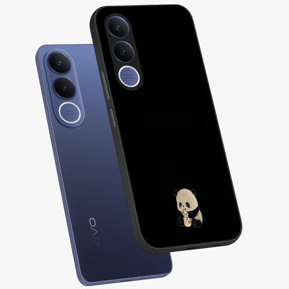 Midnight Panda Love Glass Case displayed in angled mockup highlighting adorable panda illustration with midnight aesthetic.
