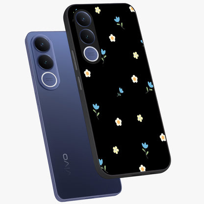Minimal Petal Whispers Glass Case displayed in angled mockup highlighting delicate petal design with clean minimal aesthetic.