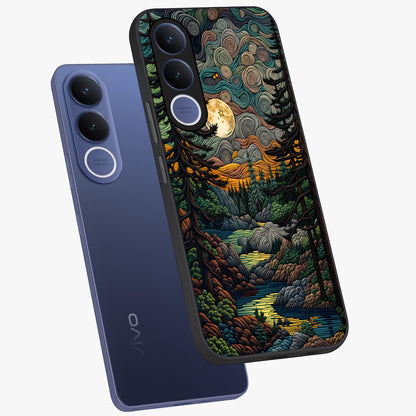 Moonlight Forest Dream Glass Case displayed in angled mockup highlighting dreamy forest design with glowing moon aesthetic.