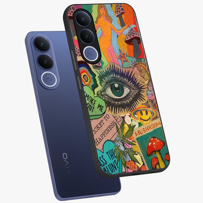 Mystic Eye Wonderland Glass Case displayed in angled mockup highlighting magical eye illustration with dreamy aesthetic.