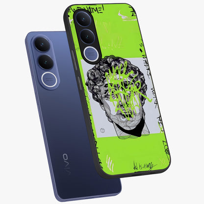 Neo Graffiti Rebellion Glass Case displayed in angled mockup highlighting urban street art design with rebellious aesthetic.