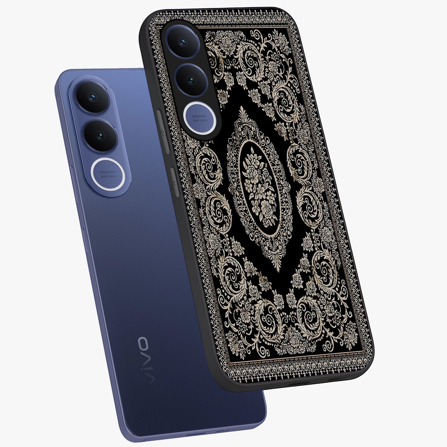 Noir Bloom Elegance Glass Case displayed in angled mockup highlighting refined flower design with stylish noir aesthetic.