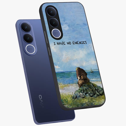 Peace Beyond War Glass Case displayed in angled mockup highlighting meaningful message design with artistic aesthetic style.