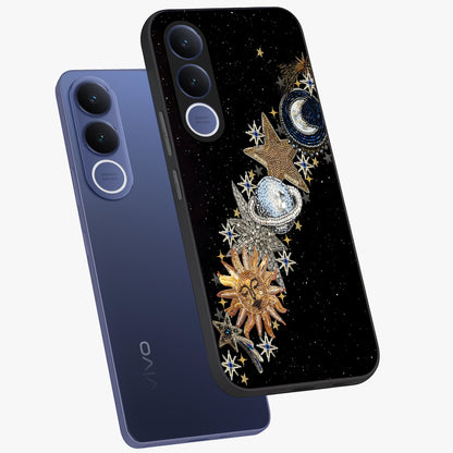 Pearls Universe Object Glass Case displayed in angled mockup highlighting celestial pearl design with dreamy aesthetic.