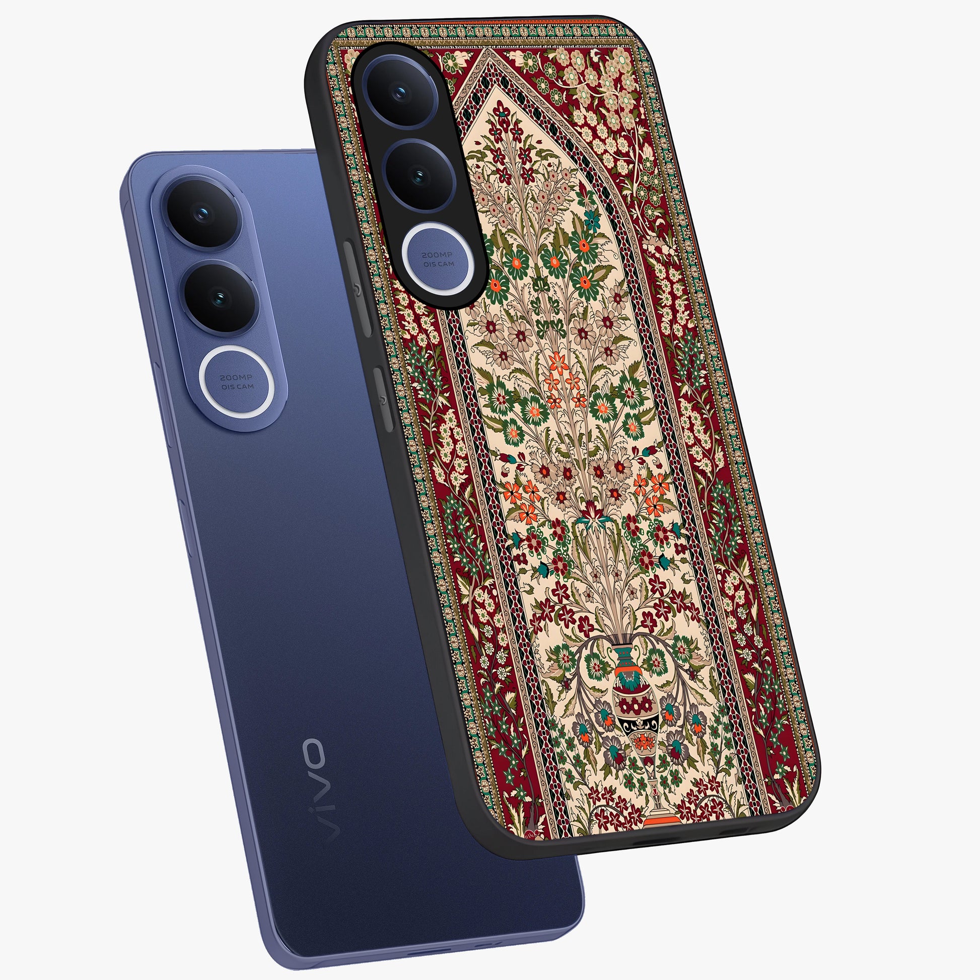 Persian Inspired Glass Case displayed in angled mockup highlighting intricate traditional design with elegant cultural aesthetic.