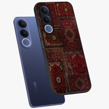 Persian Velvet Tale Glass Case displayed in angled mockup highlighting ornate textile inspired design with royal aesthetic.