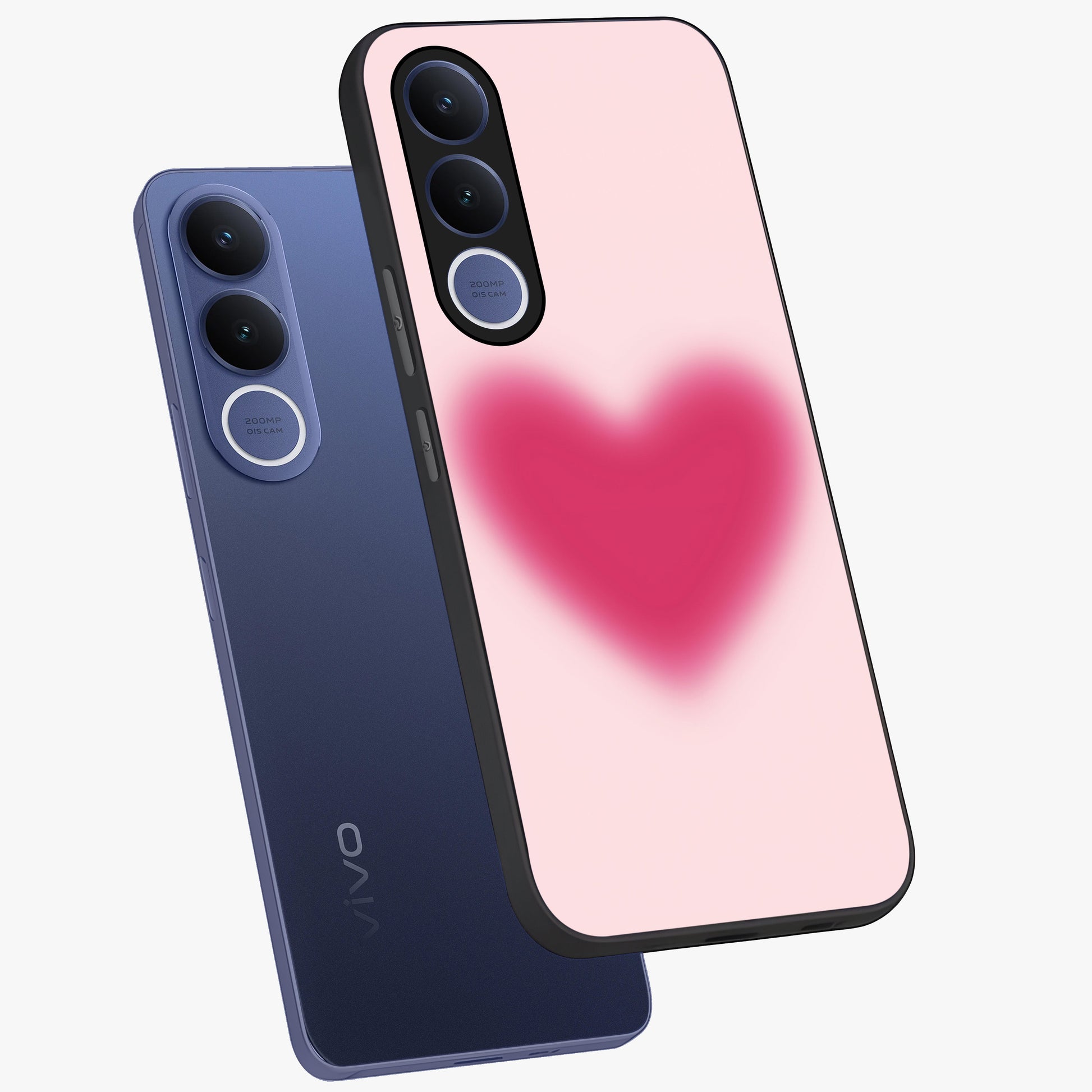 Pink Aura Heart Glass Case displayed in angled mockup highlighting vibrant pink heart design with dreamy aura aesthetic.