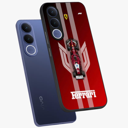 Red Ferrari F1 Vertical Glass Case displayed in angled mockup highlighting high speed racing design with bold automotive aesthetic.