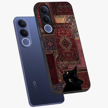 Regal Magic Cat Apple Glass Case displayed in angled mockup highlighting whimsical feline design with fantasy aesthetic.