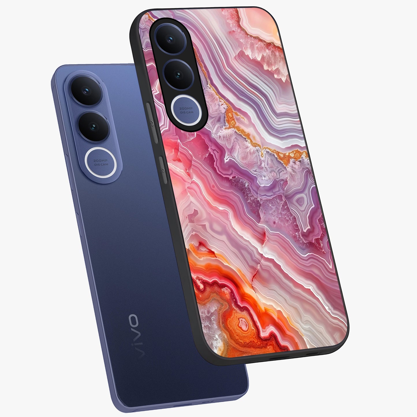 Rose Quartz Marble Glass Case displayed in angled mockup highlighting elegant marble pattern with soft aesthetic style.