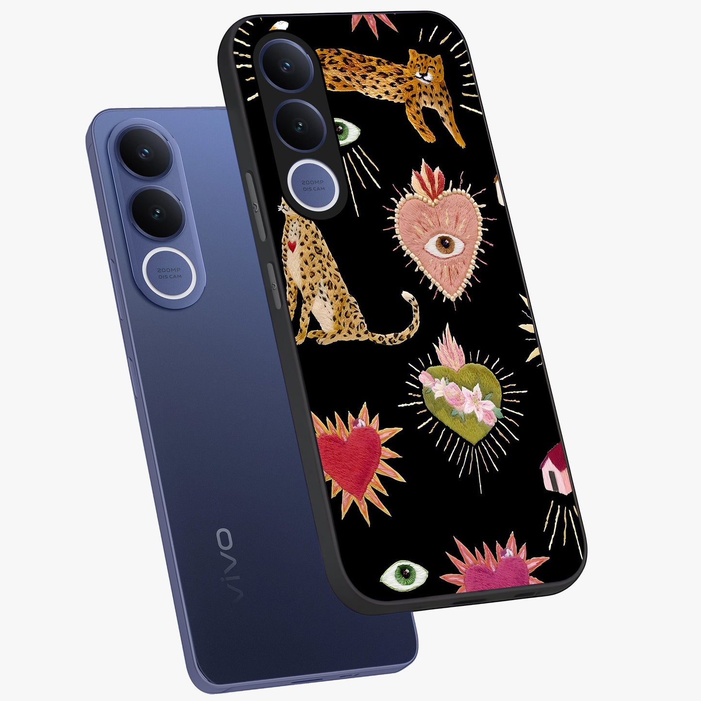 Sacred Jungle Heart Glass Case displayed in angled mockup highlighting lush tropical design with natural aesthetic style.