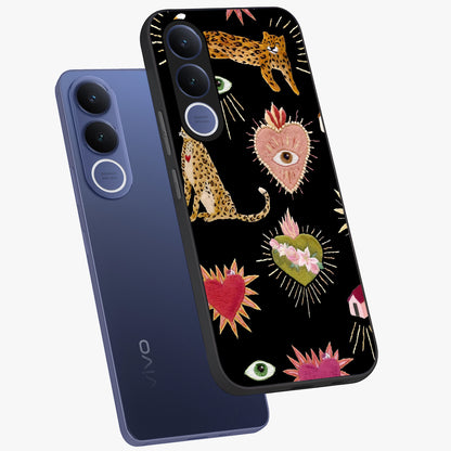 Sacred Jungle Heart Glass Case displayed in angled mockup highlighting lush tropical design with natural aesthetic style.