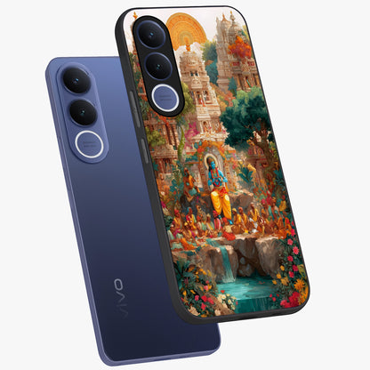 Sacred Sunlight Gods Glass Case displayed in angled mockup highlighting radiant spiritual design with celestial aesthetic.