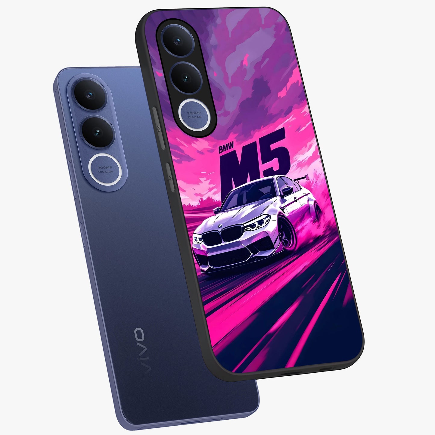 Velocity Drift Pulse Glass Case displayed in angled mockup highlighting dynamic drift design with sporty automotive aesthetic.