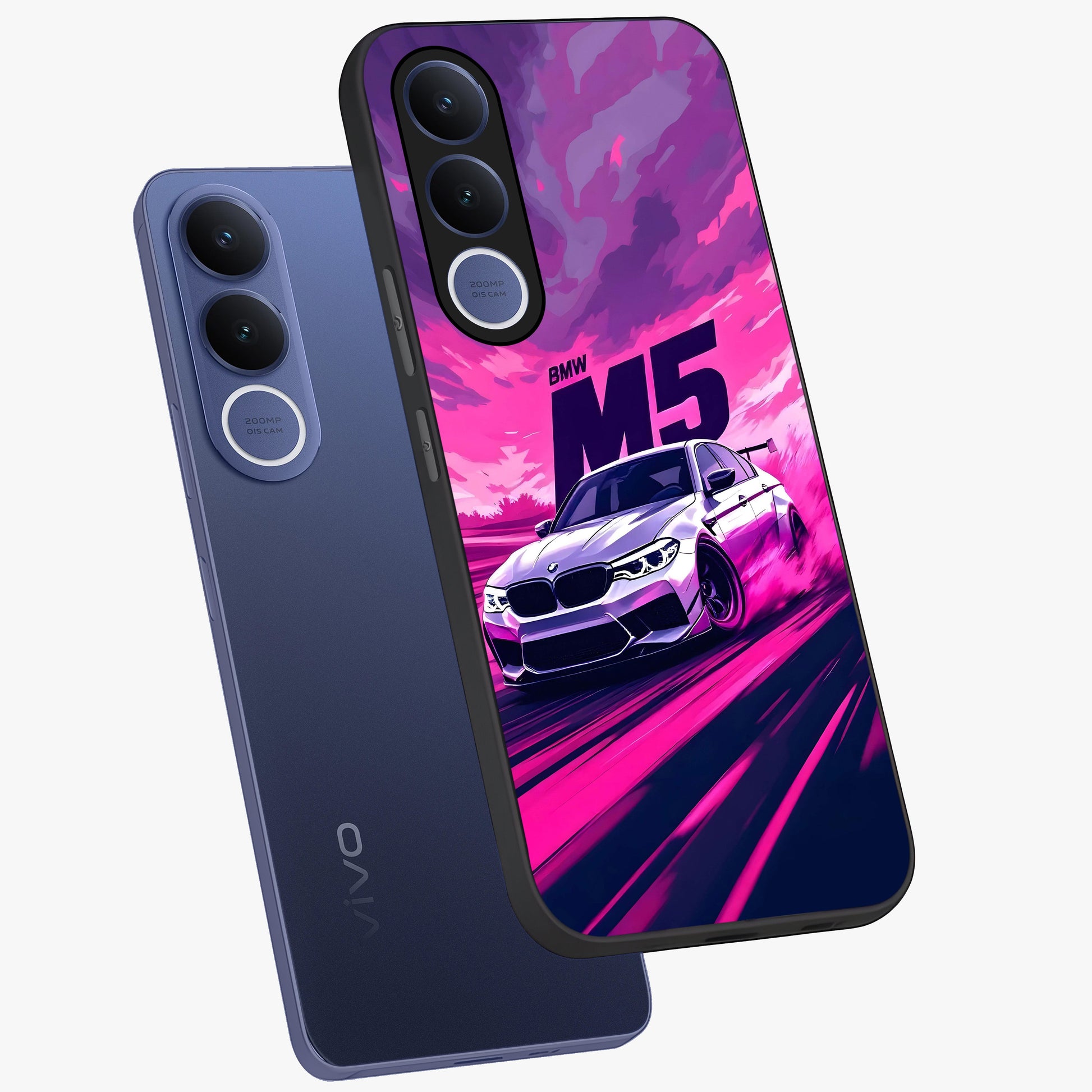 Velocity Drift Pulse Glass Case displayed in angled mockup highlighting dynamic drift design with sporty automotive aesthetic.