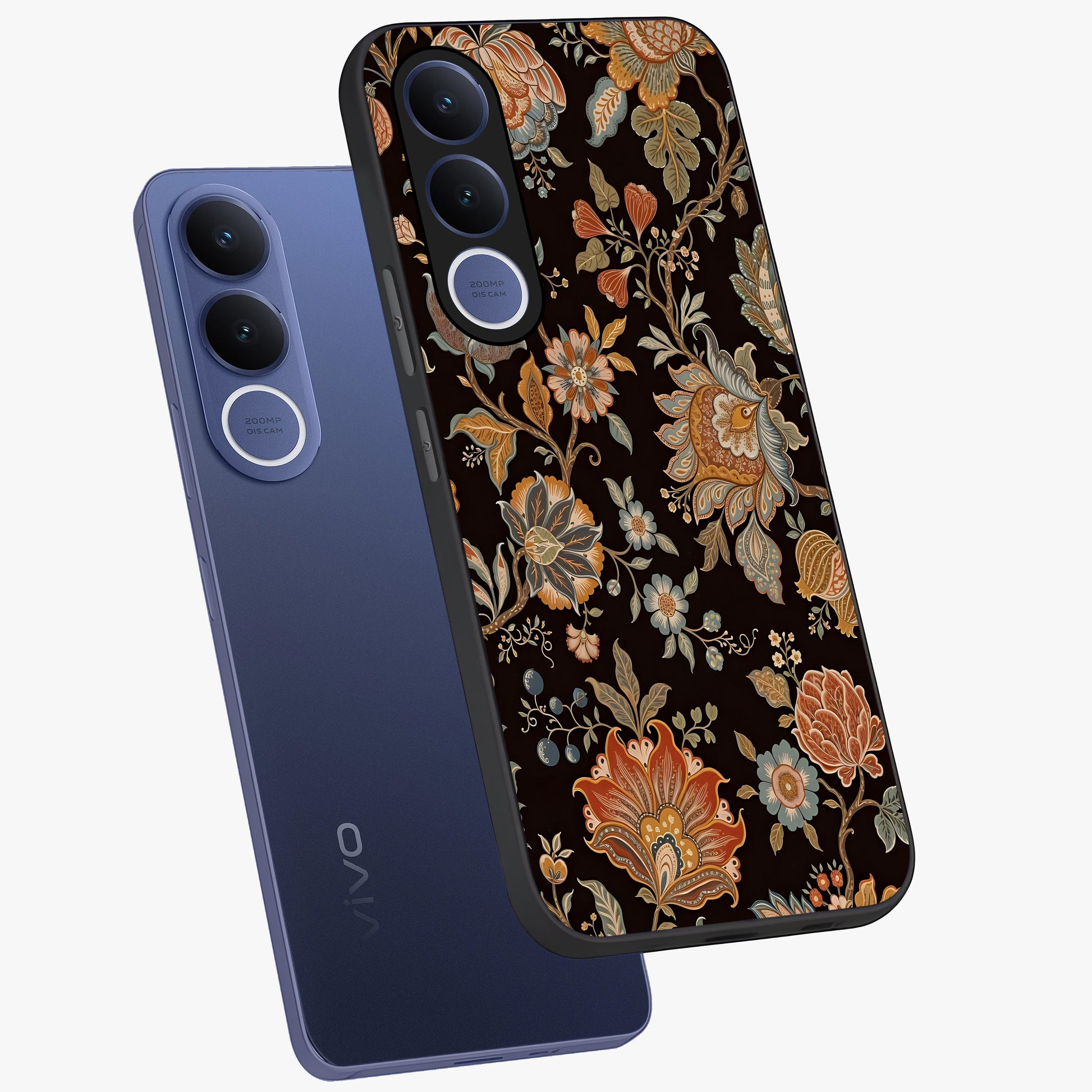 Vintage Floral Dream Glass Case displayed in angled mockup highlighting elegant vintage flower design with soft aesthetic style.