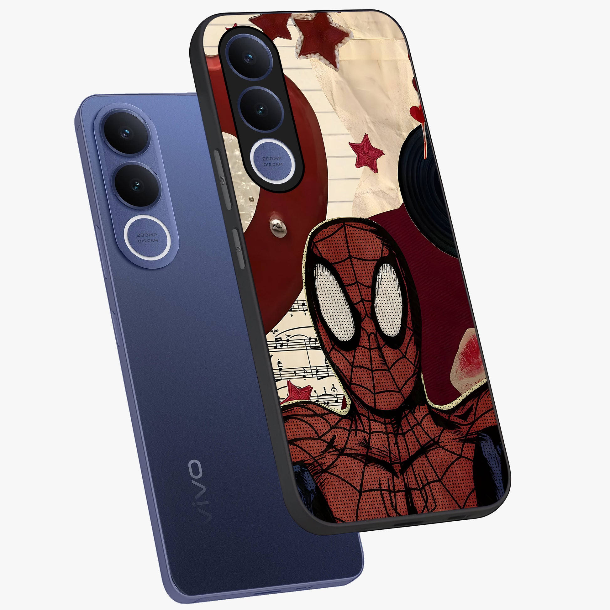 Web Warrior Vibes Glass Case displayed in angled mockup highlighting dynamic web design with comic style aesthetic.