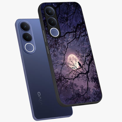 Whispering Moon Silence Glass Case displayed in angled mockup highlighting calm lunar design with dreamy night aesthetic.