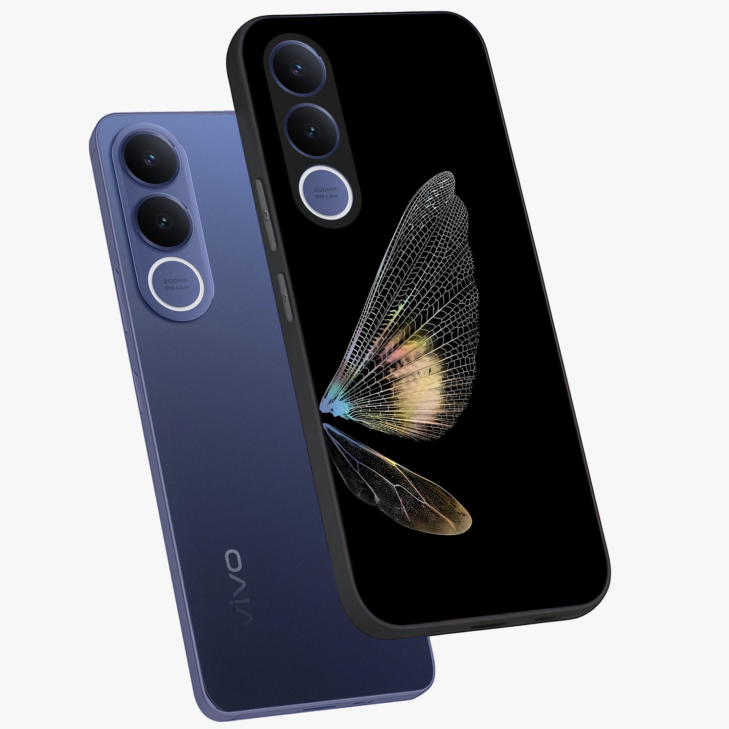 Whispers Of Wings Glass Case displayed in angled mockup highlighting soft feather design with celestial aesthetic style.