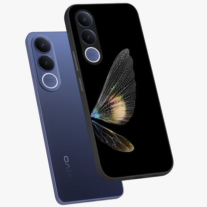Whispers Of Wings Glass Case displayed in angled mockup highlighting soft feather design with celestial aesthetic style.