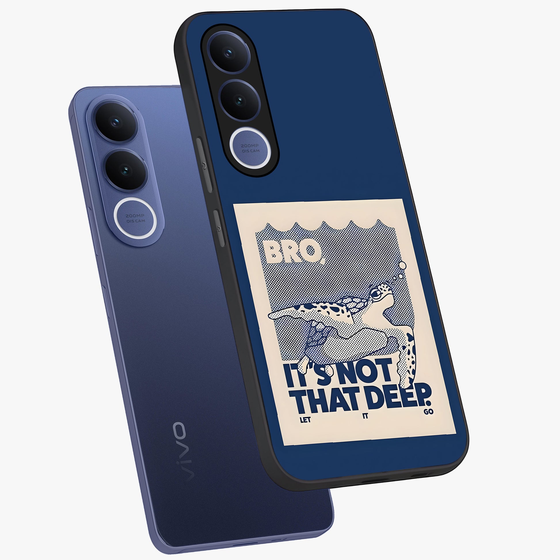 Worry Less Swim Glass Case displayed in angled mockup highlighting fun typography design with relaxed aesthetic style.