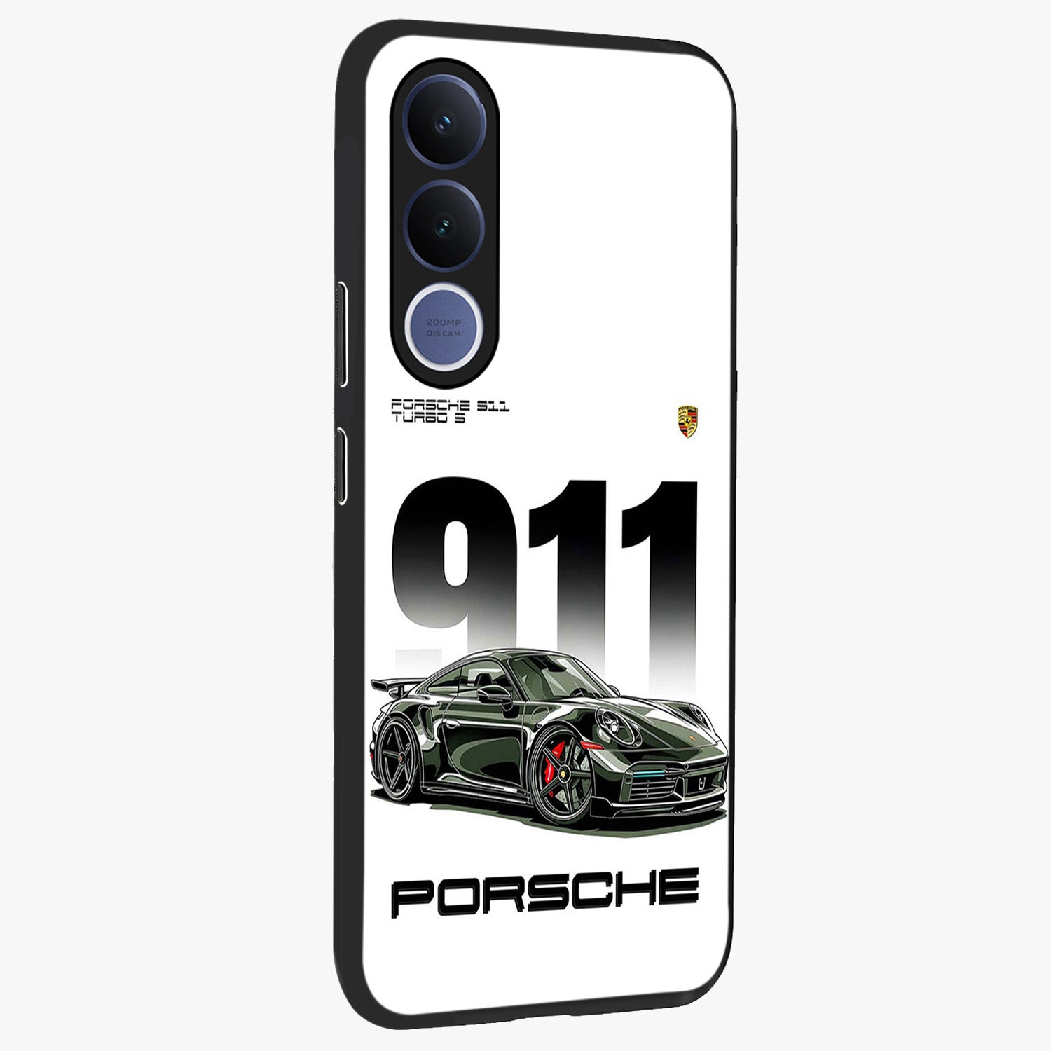 911 Turbo Dominance Glass Case upright perspective showcasing powerful racing design and modern automotive aesthetic.