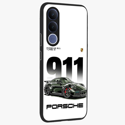 911 Turbo Dominance Glass Case upright perspective showcasing powerful racing design and modern automotive aesthetic.