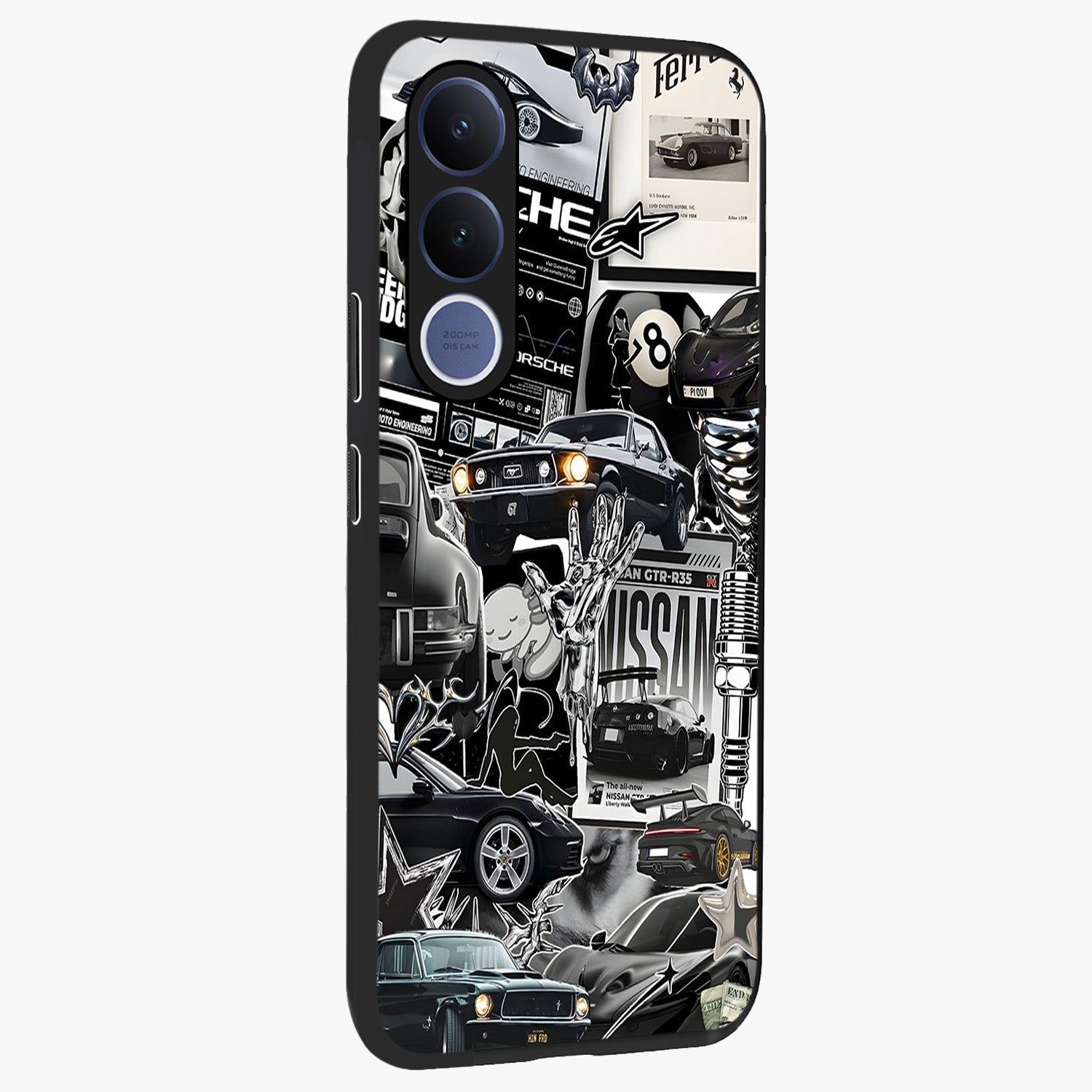 Aesthetic Dark Love Glass Case upright view showcasing dramatic romantic artwork with modern aesthetic style.