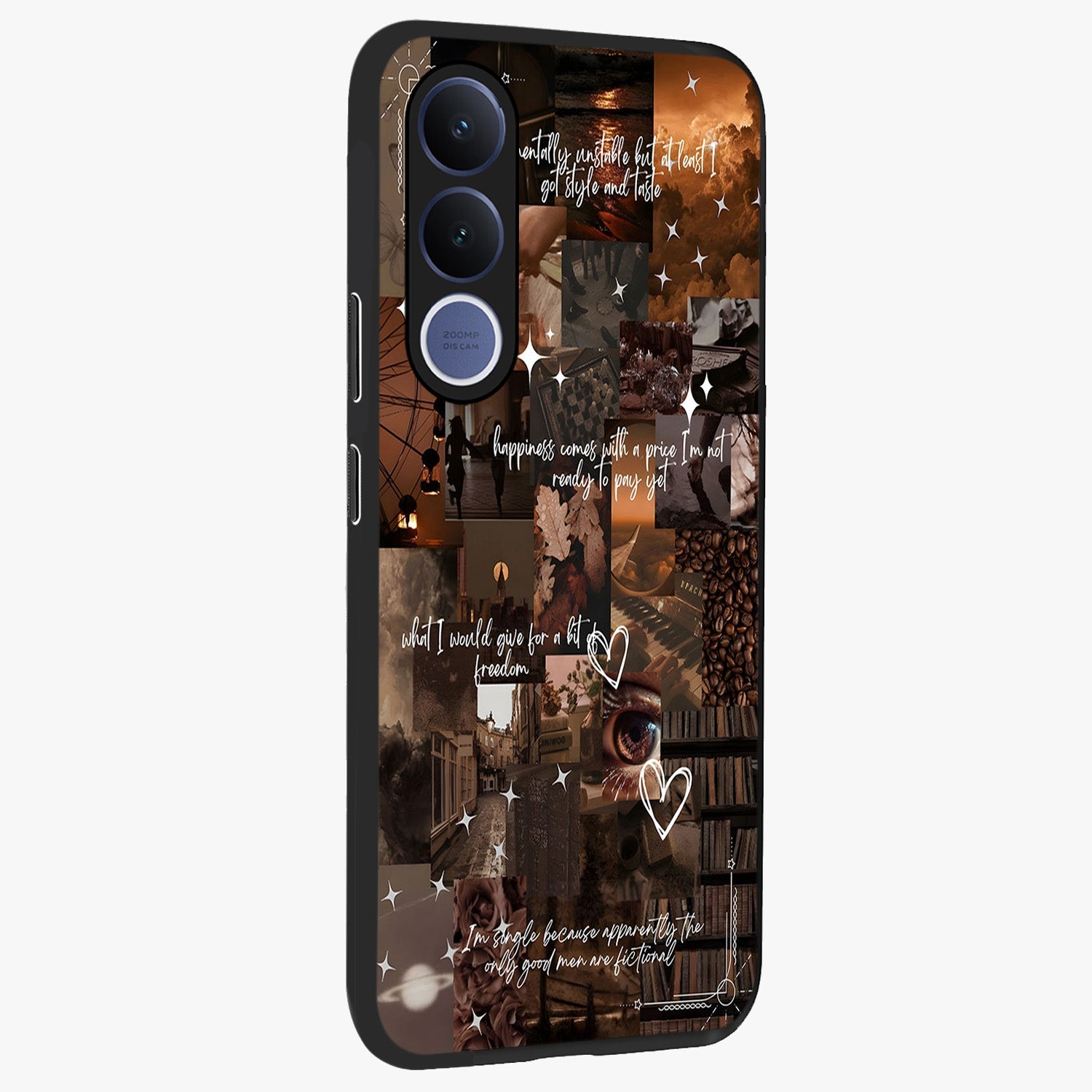 Bittersweet Aesthetic Chaos Glass Case upright view showcasing bold artistic chaos design with modern aesthetic style.