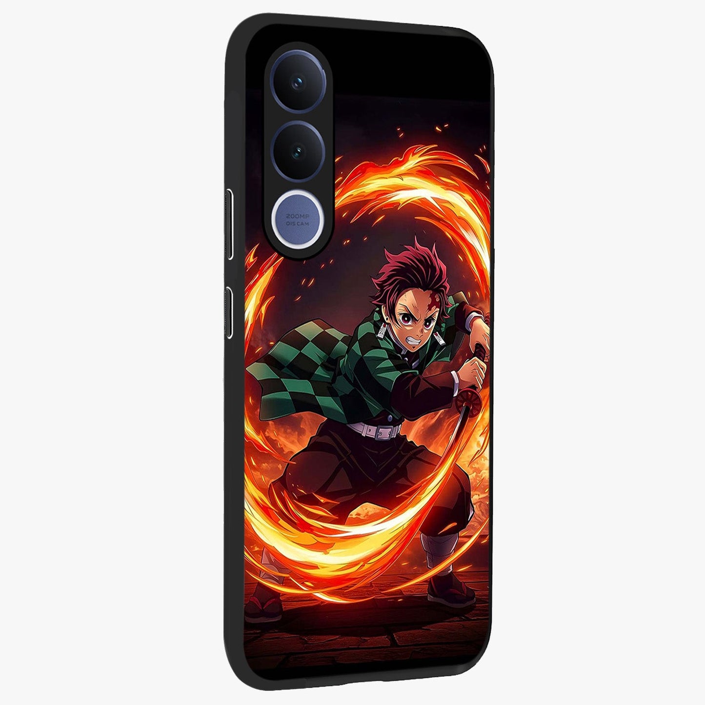 Blazing Sword Resolve Glass Case upright view showcasing dramatic warrior inspired artwork with intense visual style.