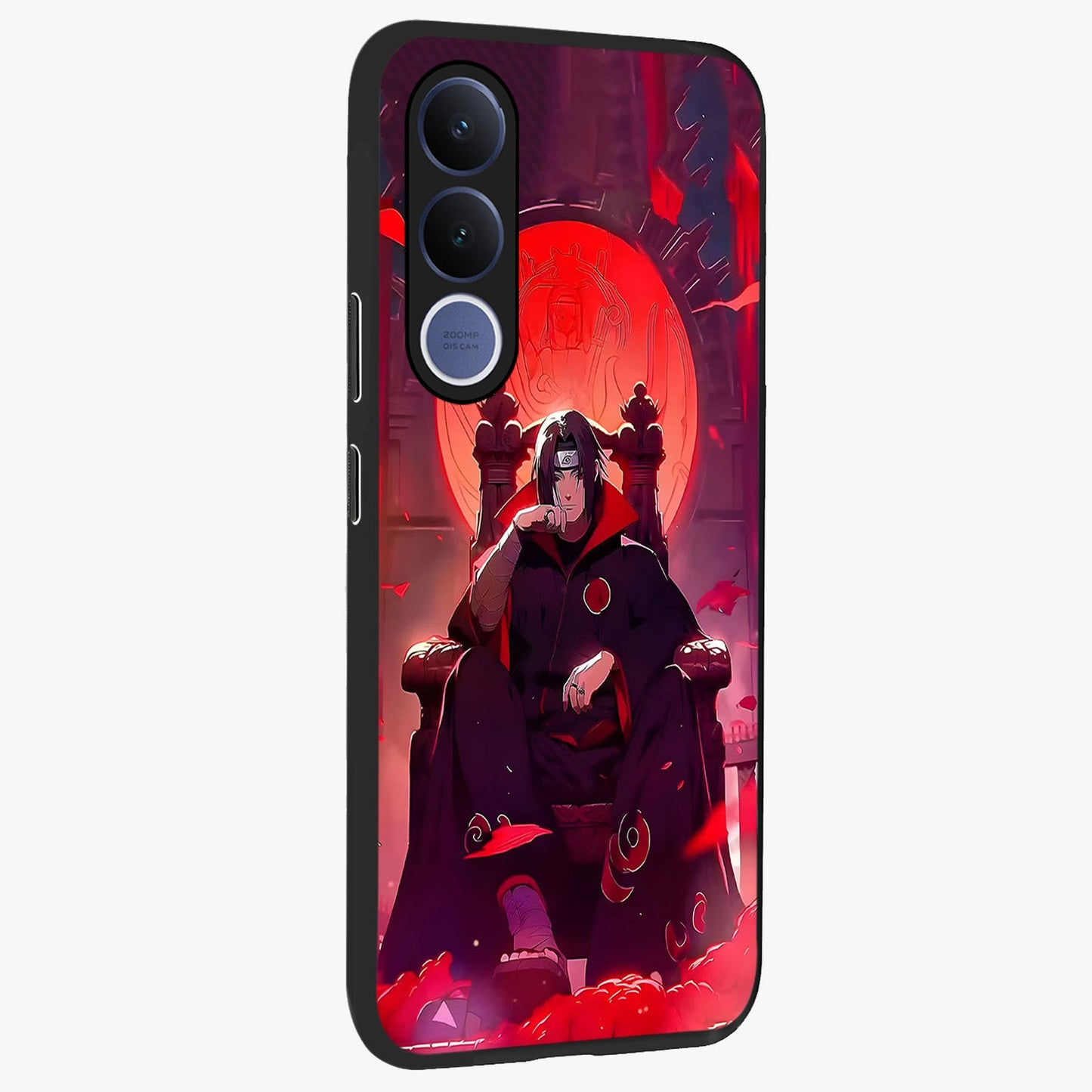 Blood Moon Sovereign Glass Case upright view showcasing powerful moon inspired artwork with cosmic aesthetic style.