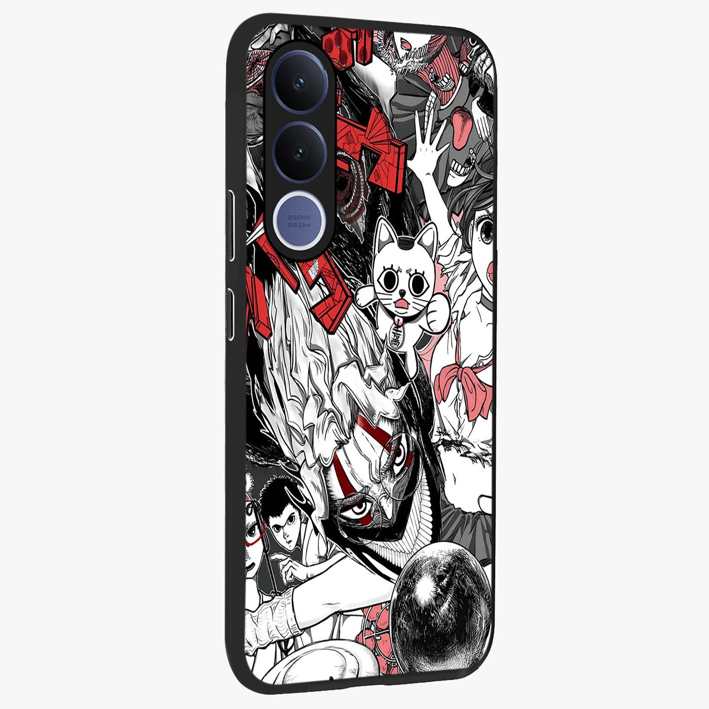 Crimson Chaos Panel Glass Case upright view showcasing intense crimson artwork with dramatic aesthetic style.
