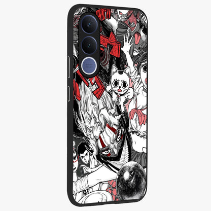 Crimson Chaos Panel Glass Case upright view showcasing intense crimson artwork with dramatic aesthetic style.